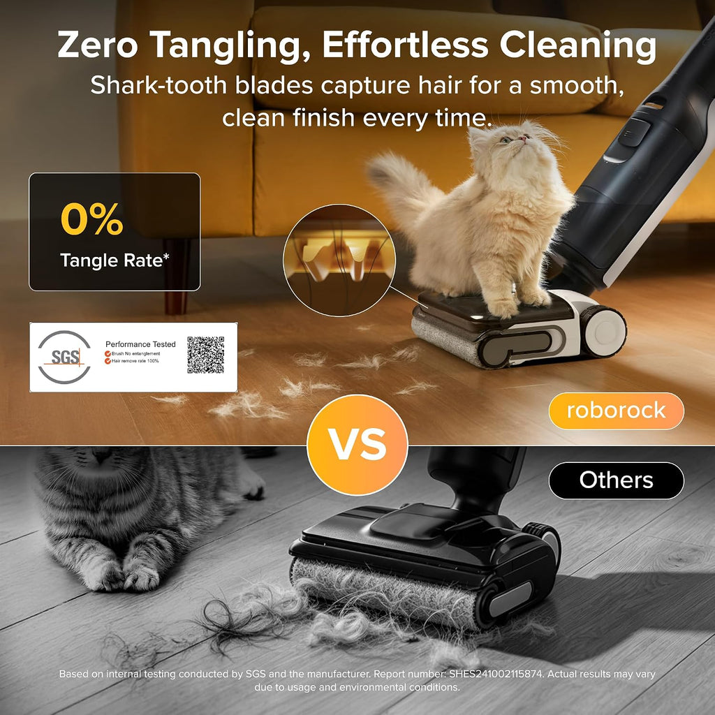 roborock F25 LT GEN2 Wet Dry Vacuum Cleaner, Cordless Vacuum Mop All in One for Hard Floor, 20000Pa Floor Cleaner with Zero Tangle, Edge-to-Edge Cleaning, Ideal for Homes with Pets, 90℃ Self-Cleaning