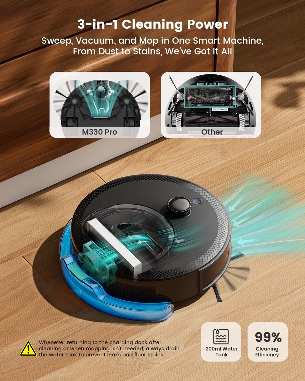 Lefant M330 Pro Robot Vacuum Cleaner and Mop Mapping 3 in 1, 5000Pa, dToF Navigation, Customized Cleaning, 150 mins, Upgraded PSD 190° Obstacle Avoidance Technology, 2.4&5G WiFi, Pet Hair & Carpets