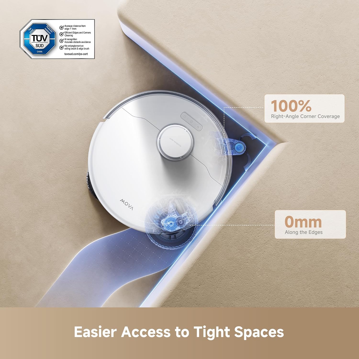 MOVA P50 Ultra Robot Vacuum with Flexible Mop, 19,000Pa Suction, Corner to Edge Cleaning, 75°C Dock Self Cleaning, Auto-Empty, Auto Refill, Obstacle Avoidance, Voice&App Control