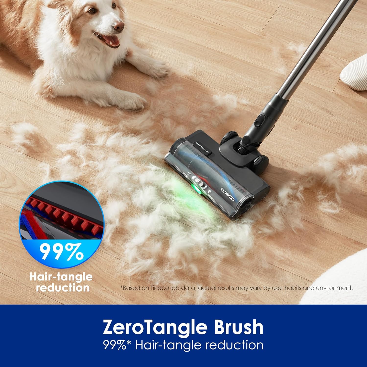 Tineco Pure ONE S50 Pro Cordless Stick Vacuum Cleaner, 200AW Powerful Suction, Zero Tangle Brush, 95Min Runtime, 180° Foldable Tube, 120° Green Light, Easily Tackles Large Debris Stick Vacuum