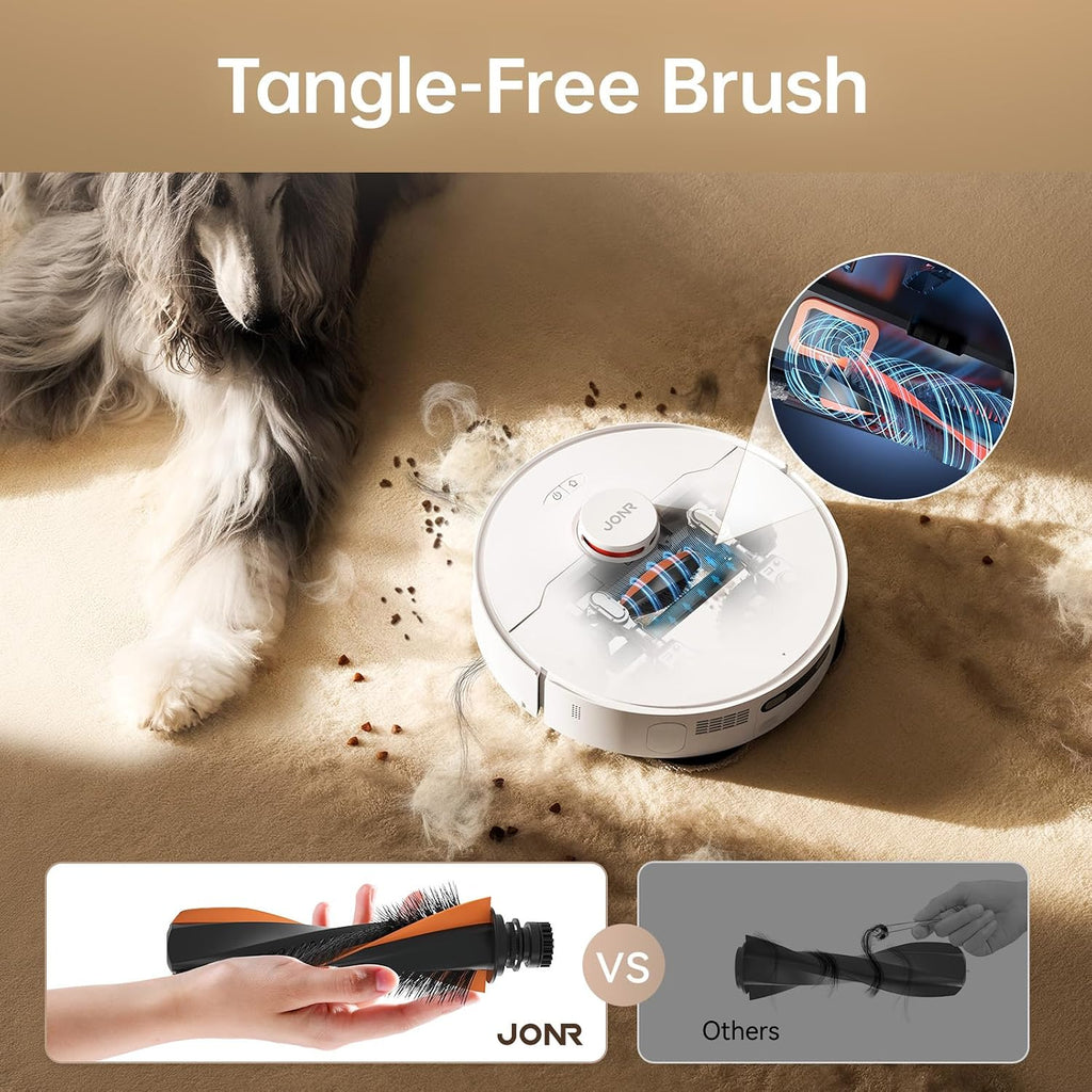 JONR P20 Pro Robot Vacuum and Mop, 8150Pa Suction, Self-Cleaning & Hot Air Drying, Auto Dust Emptying & Water Refilling, Anti-Tangle, Obstacle Avoidance, All-in-One Vacuum Cleaner