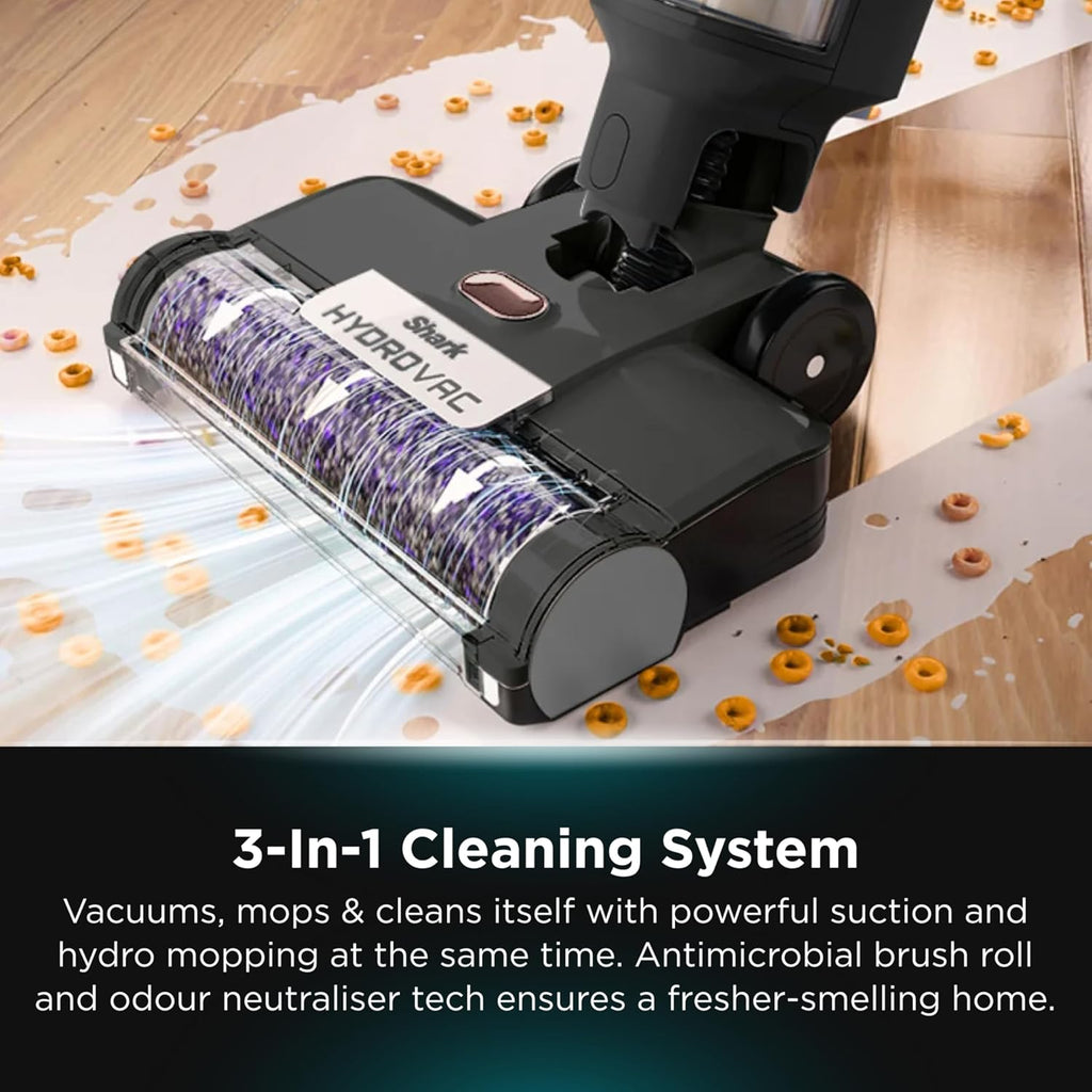 Shark Hydrovac Pro XL Cordless 3-in-1 Vacuum Cleaner, Self Cleaning Vacuum & Hydro Mop, Multi Surface & Odour Neutralising, WD210ANZ, Charcoal Grey & Rose Gold