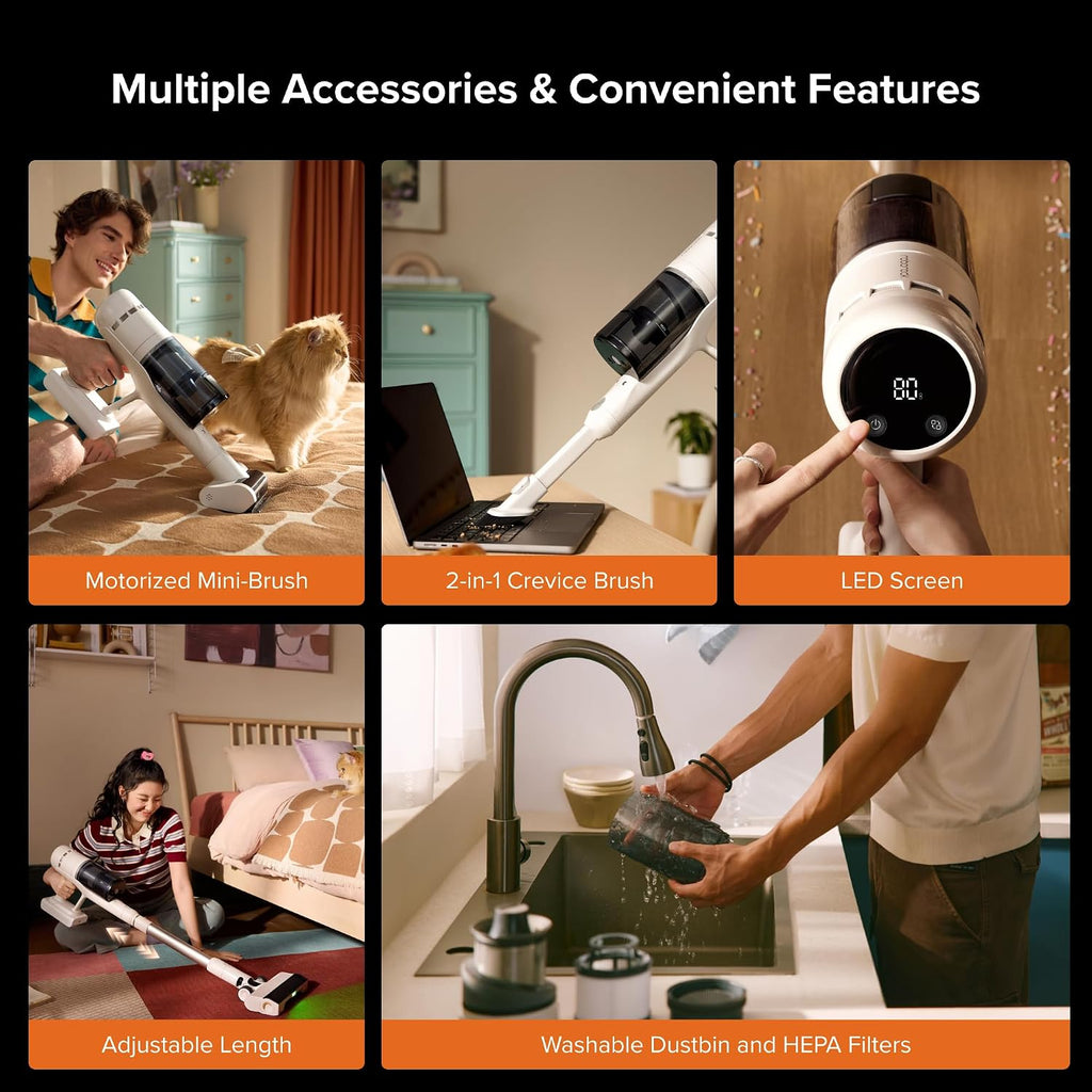 roborock H60 Hub Plus Cordless Vacuum Cleaner with Auto-Empty Dock, 170AW Max Suction, 0% Tangle Rate, 140° Ultra-Wide Green LED Light, Up to 80 Min Runtime, Anti-Tangle Brush for Carpets