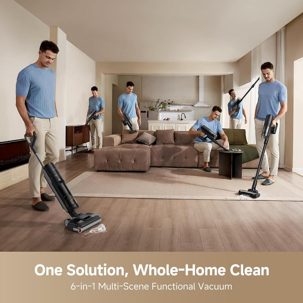 dreame H12 Dual FlexReach Fast Dry Cordless Wet Dry Vacuum Cleaner, 23kPa Suction, 90°C Self-Cleaning & Fast Drying in 5 Min, 180° Lie-Flat, Tangle-Free, 6-in-1 Multi-Function