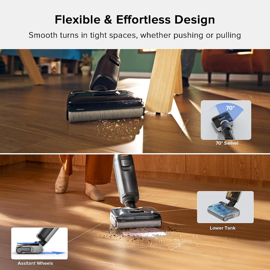 roborock F25 Wet Dry Vacuum Cleaner, Cordless Vacuum Mop All in One with 20000Pa, 194°F Hot Air Flash Drying & Hot Water Self Cleaning