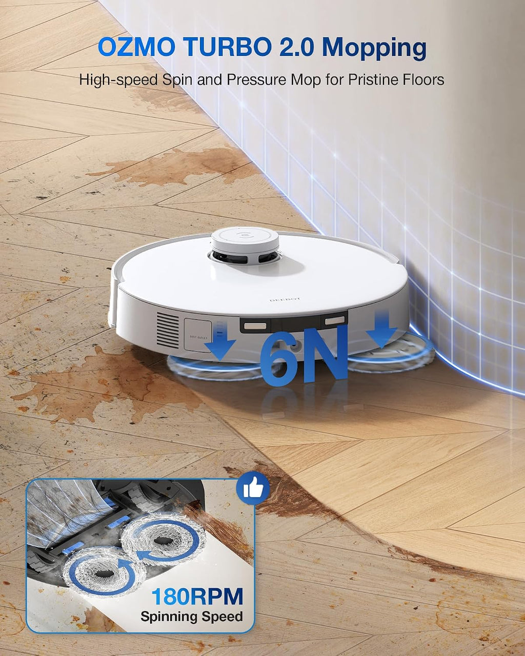 ECOVACS DEEBOT T30S Pro Robot Vacuum and Mop with 11,000 Pa Suction, Auto Empty Station Smart Navigation AI Edge Cleaning Robot,10-in-1 Cleaning Station