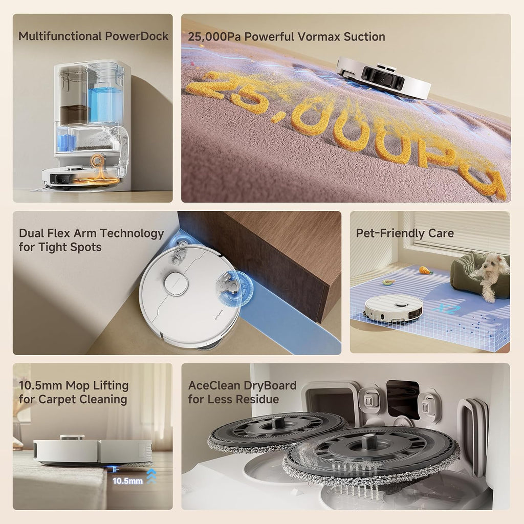 dreame L10s Ultra Gen3 dreame Robot Vacuum and Mop, 25,000PA Power Suction, MopExtend™ RoboSwing Technology, Self -Empty for 100 Days, Auto Mop Washing, Pet Zone Cleaning,App Control, All in one