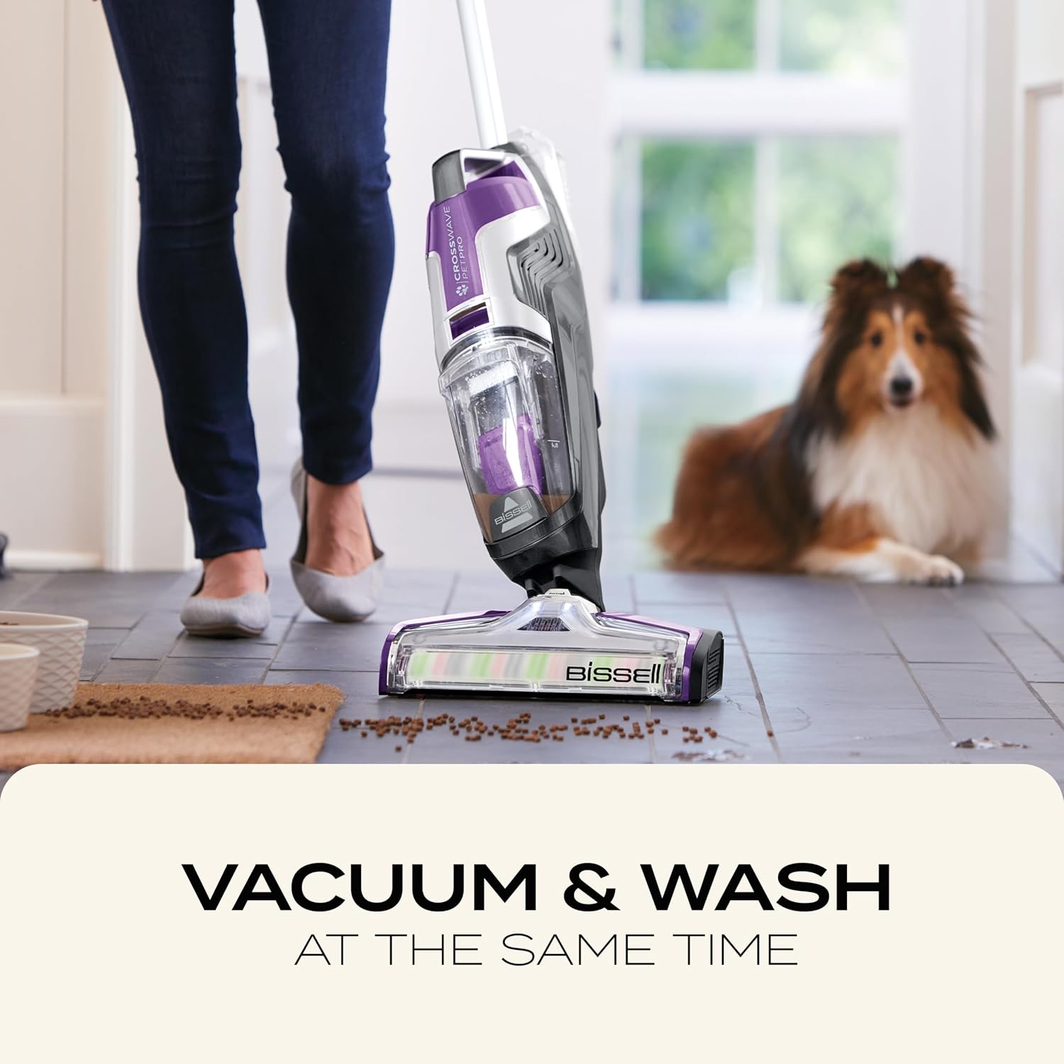 BISSELL Crosswave Pet 2225F All in One Corded Wet Dry Vacuum Cleaner and Mop for Hard Floors and Area Rugs, Grapevine Purple