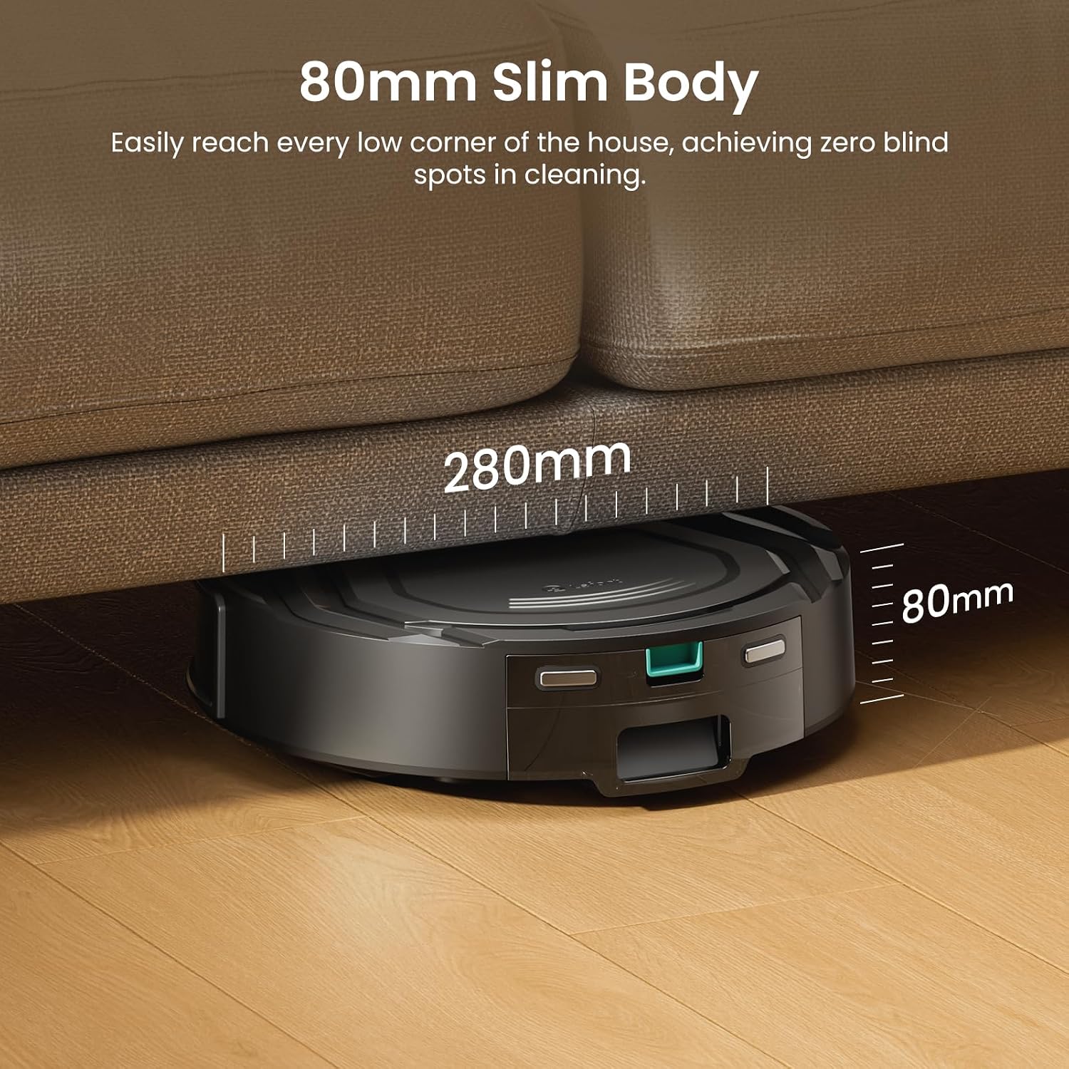Lefant M210 Plus Robot Vacuum, Sweep & Mop in One, 6000Pa, 75-Day Self Emptying, ToF Laser Navigation, Ultra-Slim Body 80mm, V-Shaped Roller Brush, Multi-Level Mapping, 2.4G/5G WiFi/App/Alexa