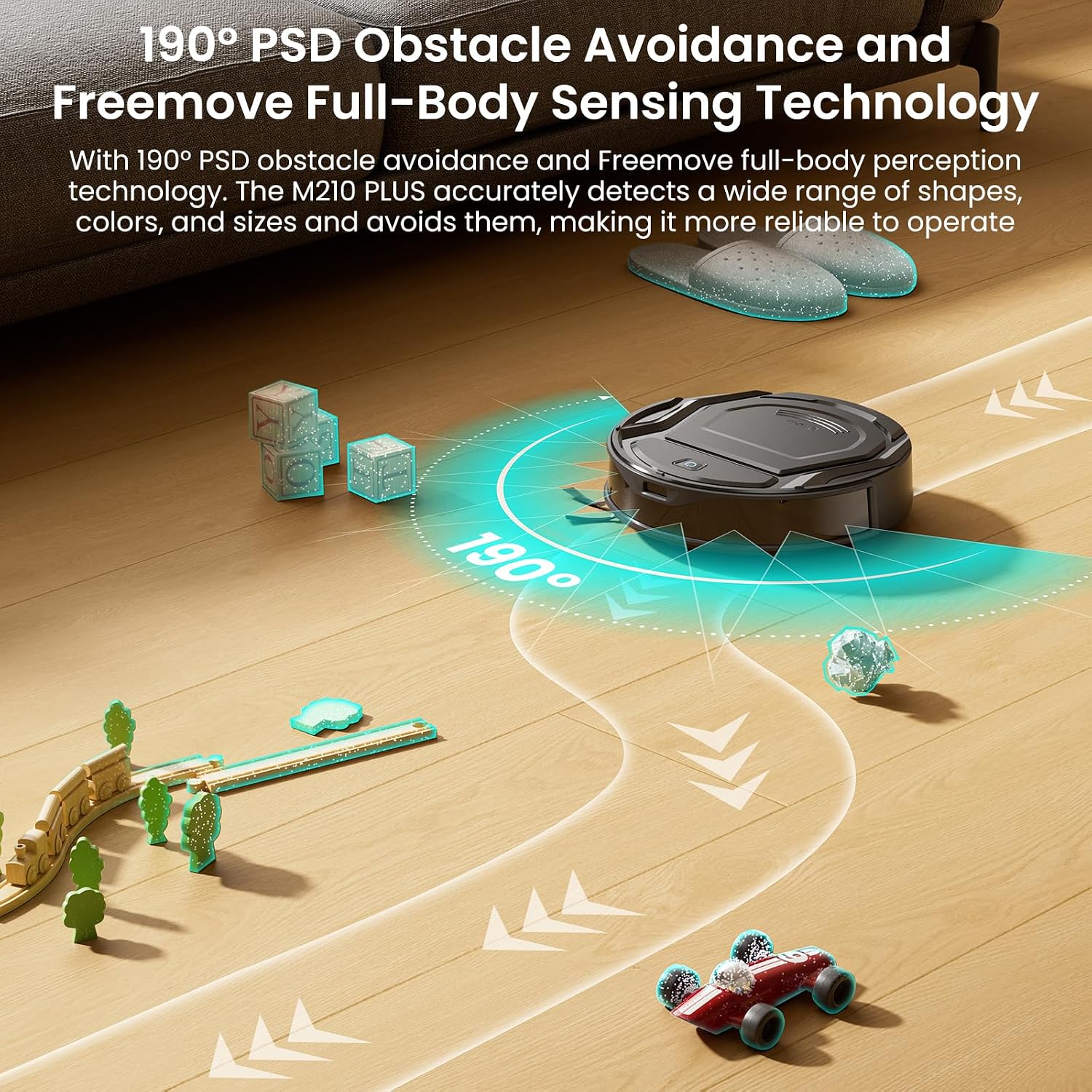 Lefant M210 Plus Robot Vacuum, Sweep & Mop in One, 6000Pa, 75-Day Self Emptying, ToF Laser Navigation, Ultra-Slim Body 80mm, V-Shaped Roller Brush, Multi-Level Mapping, 2.4G/5G WiFi/App/Alexa