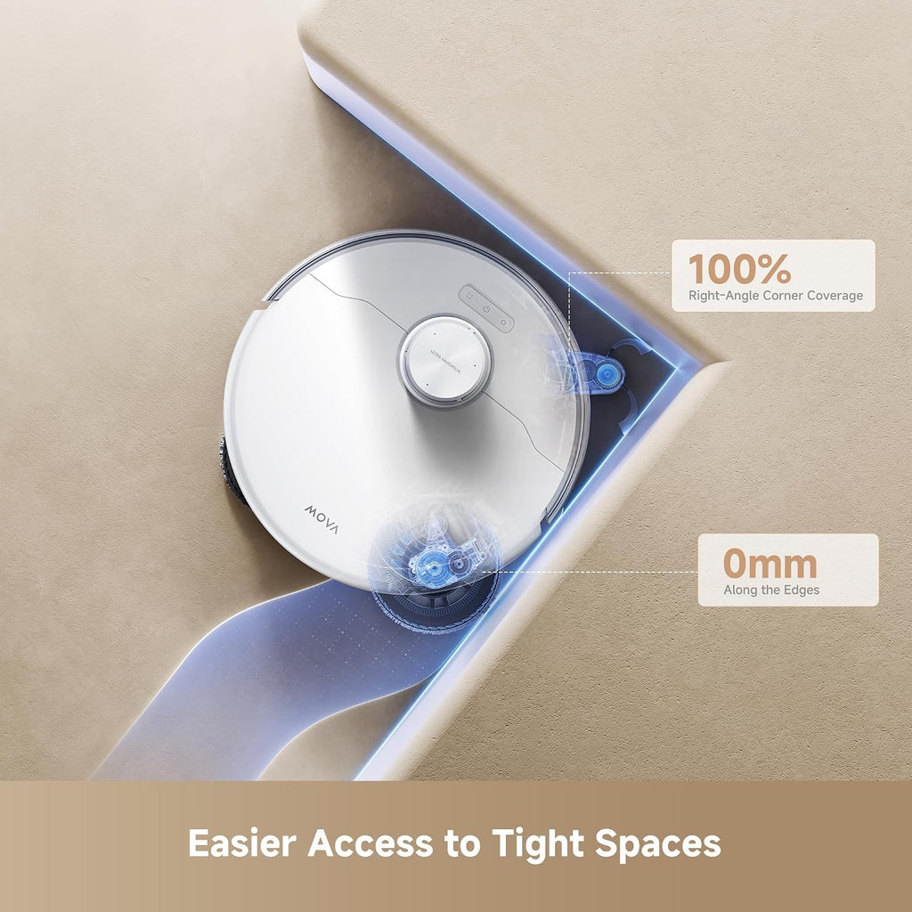 MOVA P50 Pro Ultra Robot Vacuum and Mop, 19,000Pa Suction Corner to Edge Cleaning, 75℃ Dock Self Cleaning, Auto-Empty, Voice & App Control