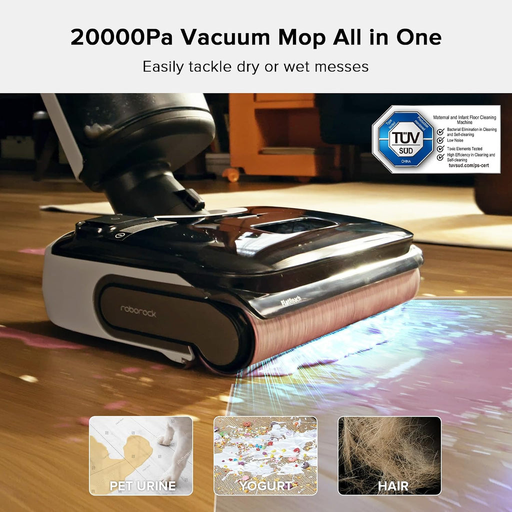 roborock F25 Wet Dry Vacuum Cleaner, Cordless Vacuum Mop All in One with 20000Pa, 194°F Hot Air Flash Drying & Hot Water Self Cleaning