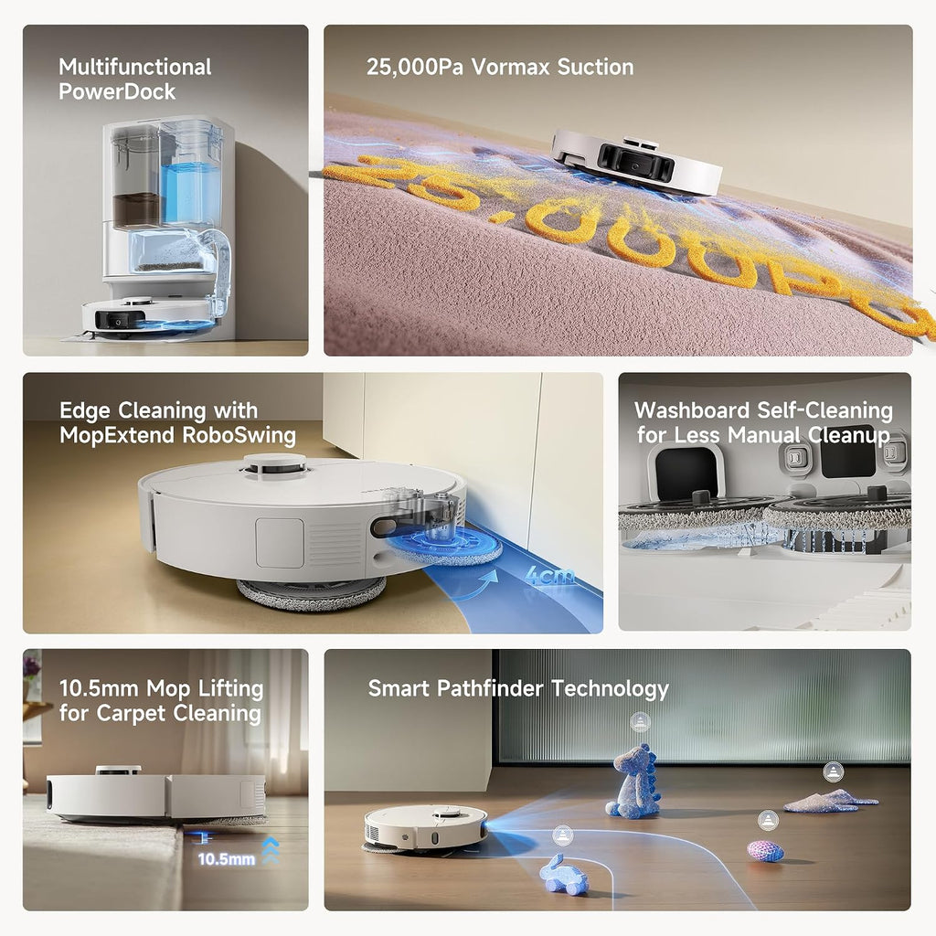 dreame D30 Ultra Robot Vacuum, Auto Vacuum & Mop, 25,000 Pa Suction Power, Dual Mop and Floor Cleaning,Carpet Detection,TriCut Brush Carpets & Pet Hair, App & Remote Control, Hands-Free Cleaning