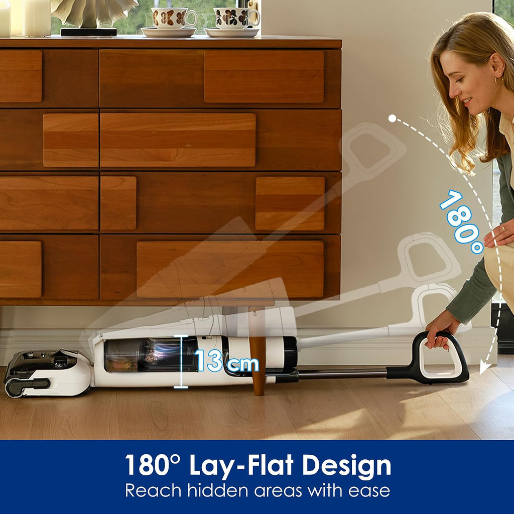 Tineco Floor ONE Stretch S6 Wet Dry Vacuum Cleaner, 180°Lay-Flat, 13cm Compact Design, 70℃ Flashdry Self-Cleaning in 5min, Long Runtime, Dual-Sided Edge Cleaning, Enhanced Flexibility