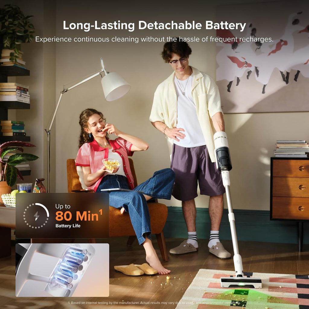 roborock H60 Hub Plus Cordless Vacuum Cleaner with Auto-Empty Dock, 170AW Max Suction, 0% Tangle Rate, 140° Ultra-Wide Green LED Light, Up to 80 Min Runtime, Anti-Tangle Brush for Carpets