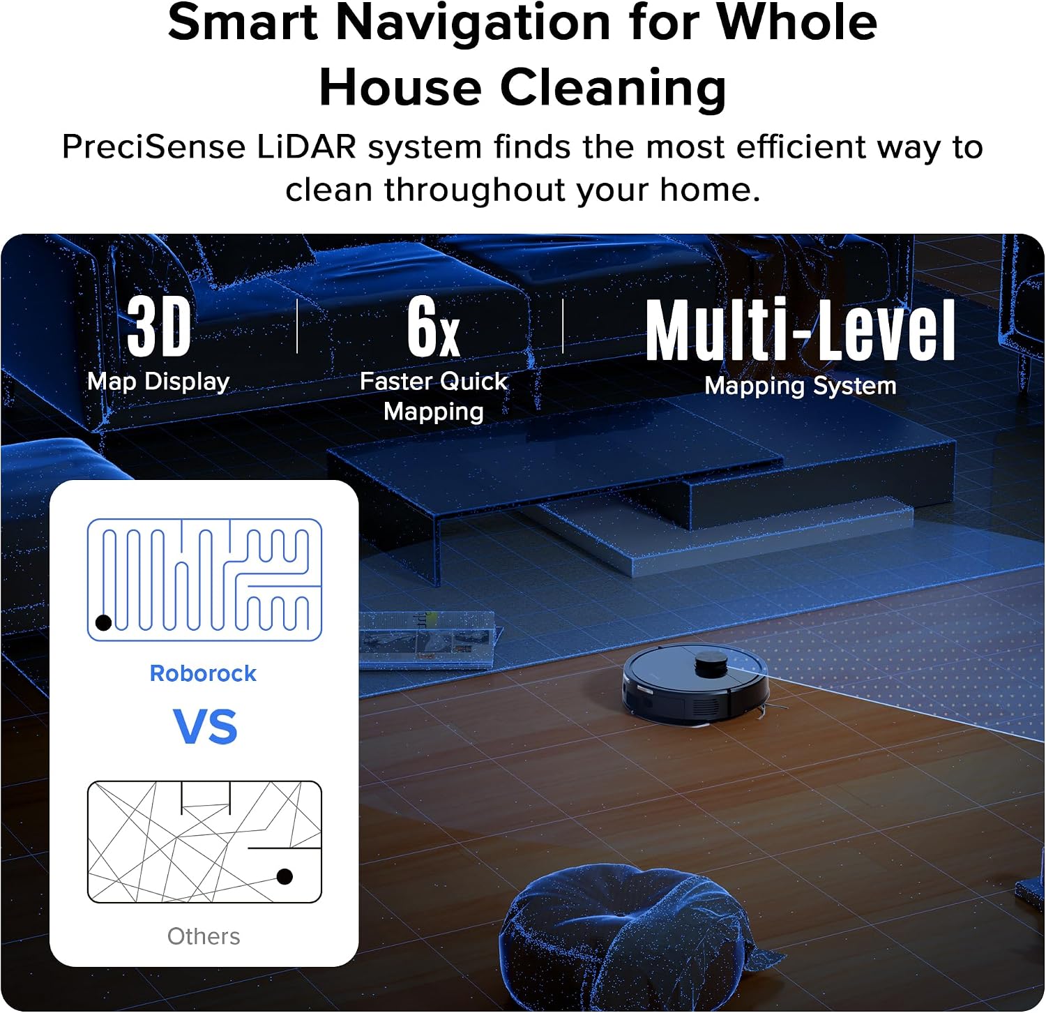 Roborock Q7B Robot Vacuum, 8000 Pa Powerful Suction, Dual Anti-Tangle System, Zero-Tangle Side Brush, App Control, Black