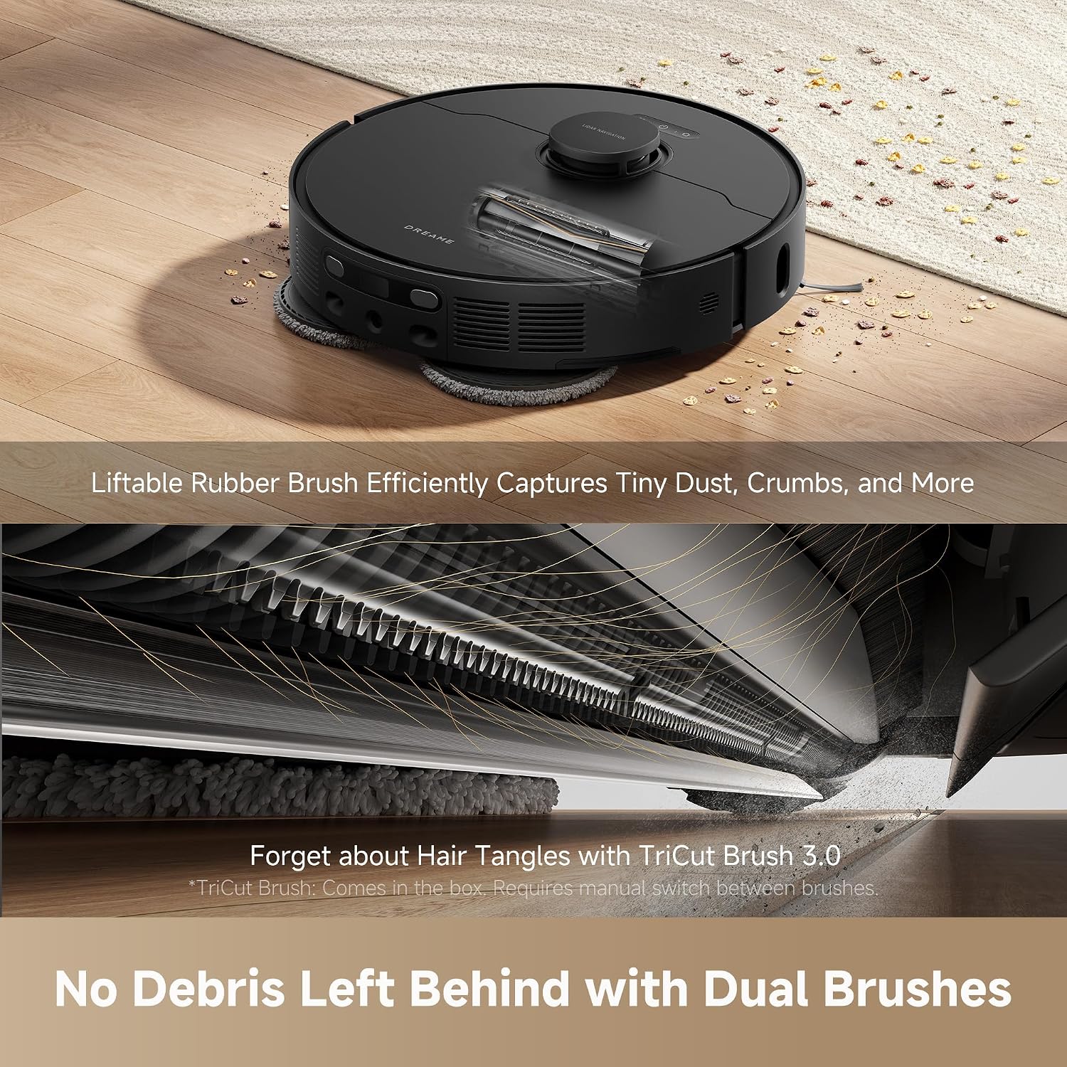 dreame L40 Ultra AE Robot Vacuum and Mop, 19,000Pa Suction, Self Emptying Dust Box, Flexible Mop & 75℃ Self Cleaning Washboard, Diverse Brush Selection, All-in-One Station, Auto Refill