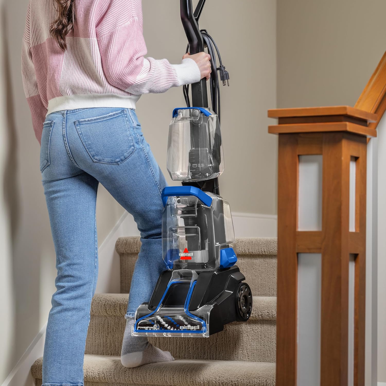 BISSELL PowerForce Upright Carpet Washer 4056F | Lightweight & Compact, Four-Row DeepReach PowerBrush for Powerful Stain & Pet Mess Removal, Easy to Empty & Clean